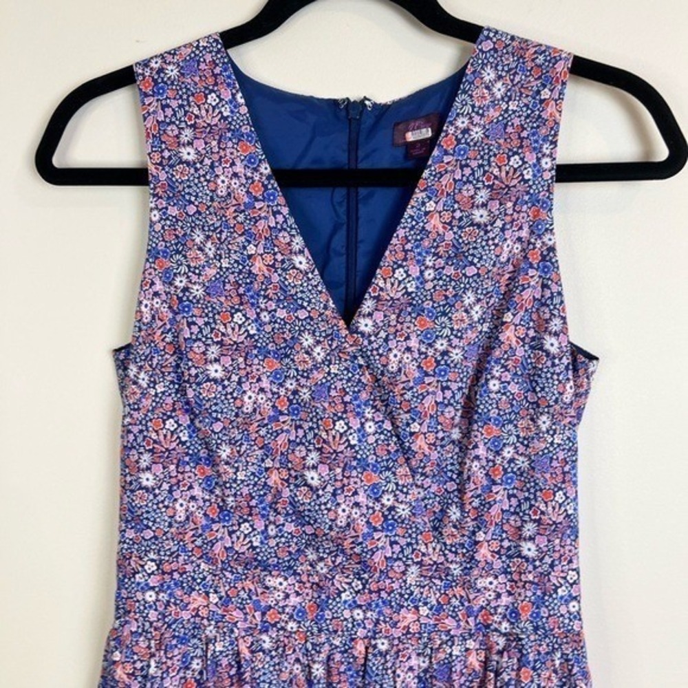 J.Crew Liberty Kayoko Floral Midi Dress Purple Cotton K7809 Size 2 - Picture 8 of 15